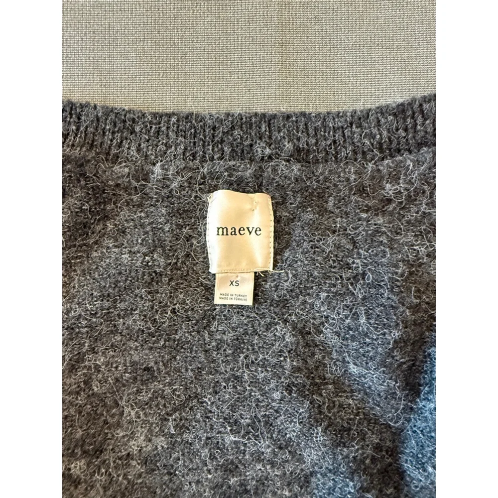 Maeve by Anthropologie embellished crew-neck cardigan sweater gray XS